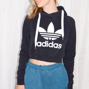 Black Cropped Adidas Hoodie